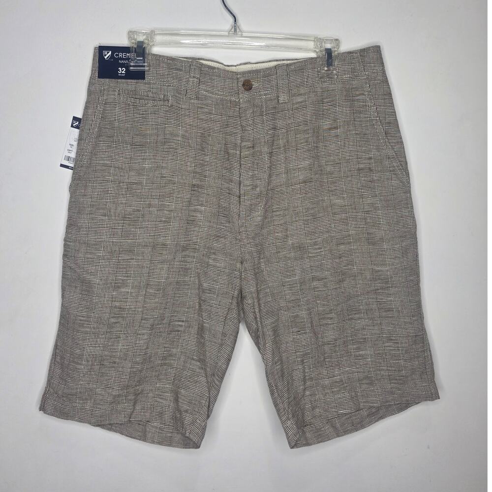 NWT Daniel Cremieux Nantucket brown linen cotton flat front shorts - 32